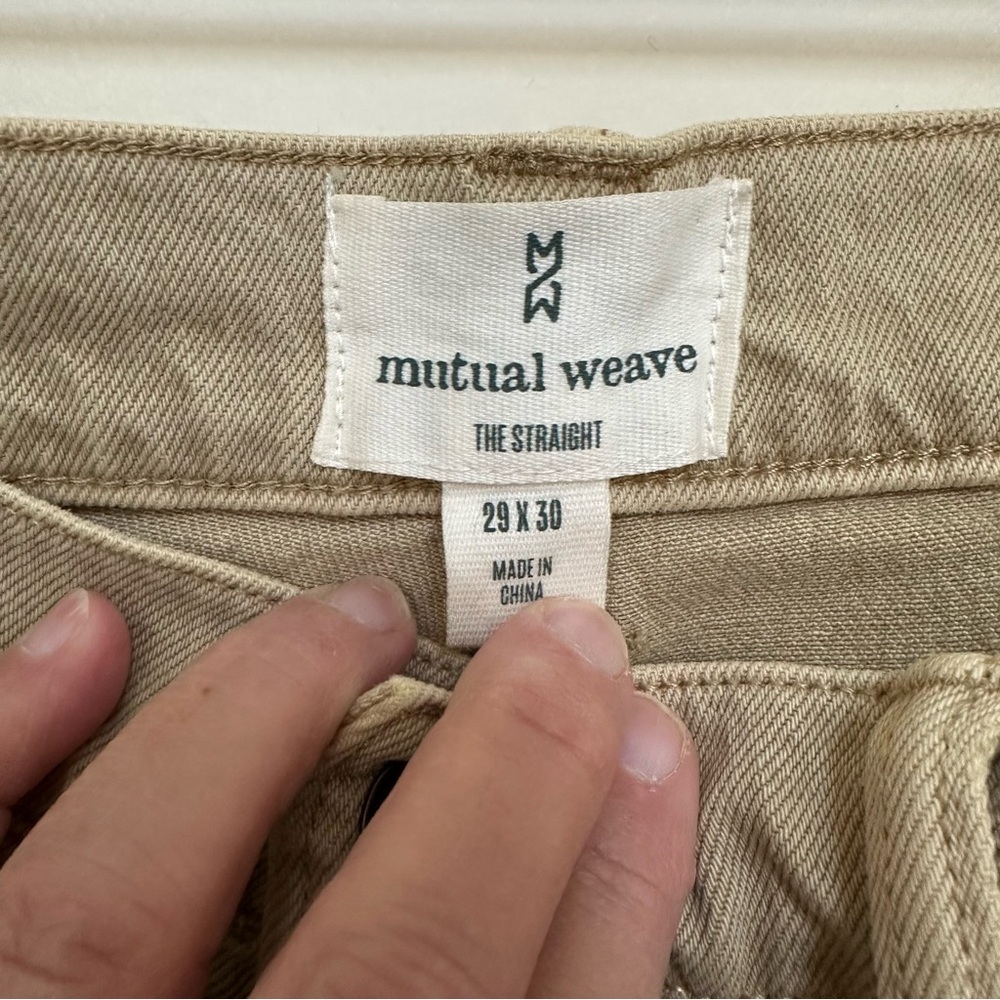 Mutual Weave Jeans 29 x 30 Tan “The Straight”